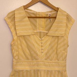 Anthropologie Floreat Meridian Striped Yellow/White Top Size 14